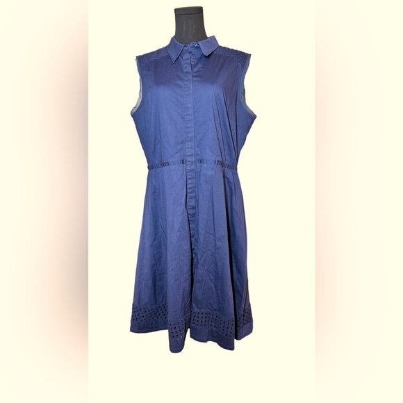 Simply Vera Wang Eyelet Trim Cottagecore Vintage Retro‎ Style Neutral Dress Sz M - Picture 1 of 5